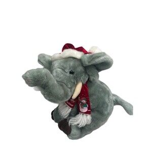 SKM ENTERPRISE ELEPHANT MERRY CHRISTMAS GRAY PLUSH STUFFED ANIMAL VINTAGE 15”